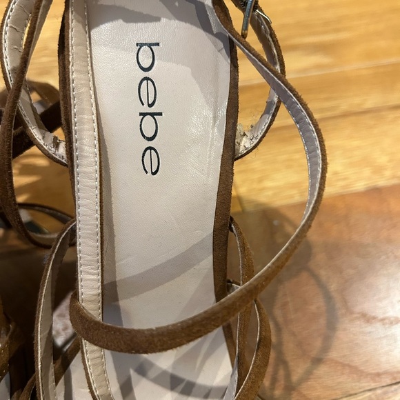 Bebe Brown Strappy Heels with Ankle Straps - Picture 2 of 5
